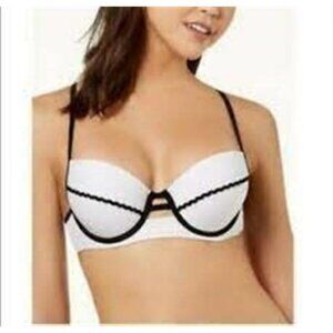 NWT Hula Honey S Rick Rack Roll Push-Up S Black & White Swim Top #87934